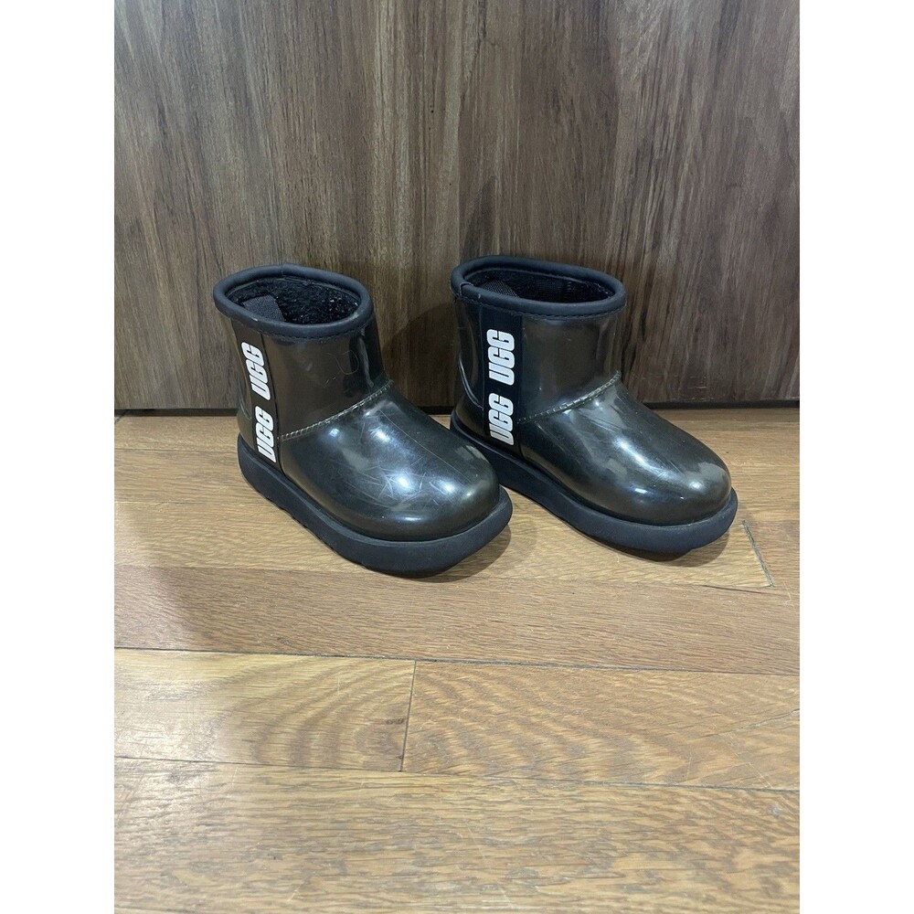 UGG Australia Girls Kids Classic Clear Mini II Boots Black Size US 10 EUR 27.5